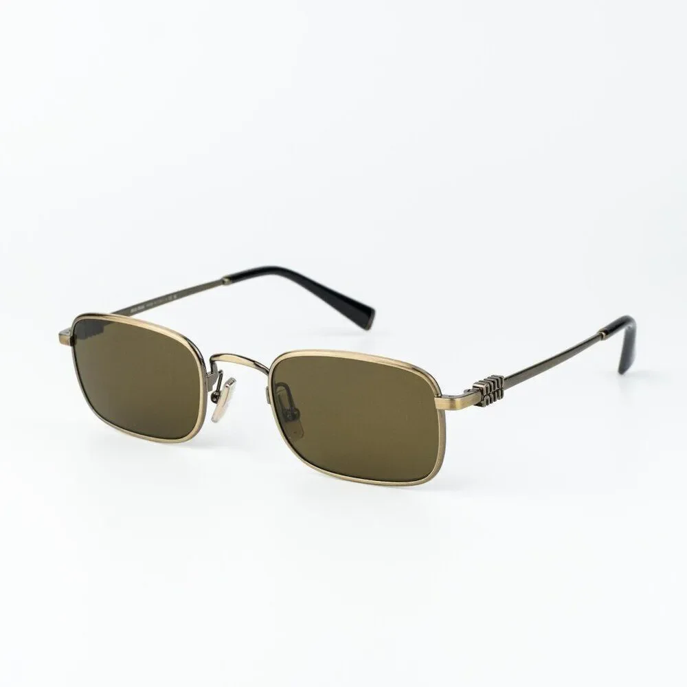 Miu Miu Men Sunglasses Old Gold Brown Rectangle MUA53S 26C09Z NEW AUTHENTIC